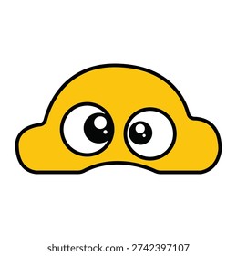 A close up view of a yellow curved shape with a bold black outline on a clean white background