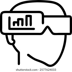 Close up of VR headset with financial charts displayed concept as A macro image focusing on a VR headset displaying dynamic financial charts worn by a financial analyst in an offic
