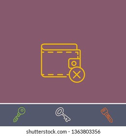 close wallet vector line icon.Basic element illustration.close wallet vector outline symbol design.Bonus broken key graphic concept
