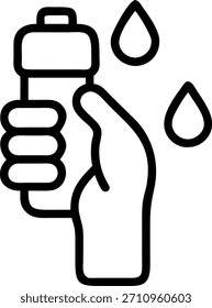 Primer plano de la botella de agua en la mano durante el concepto de entrenamiento como una foto macro de una mano de una persona que sostiene una botella de agua con gotitas que se forman en la superficie durante una pausa para hacer ejercicio. La cámara se acerca a las gotas de agua y el agarre que ofrece espacio para texto relacionado con la hidratación al aire libre fitness y recovery. en Foto Stock Concepto, espacio de copia para publicidad o Anuncio con Foto Realista como detalle de alta calidad --ar 7:2