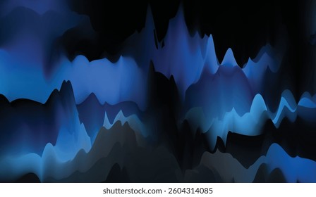  A close up of a wave of blue light on a dark background 