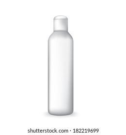 close up of a white bottle on white background 