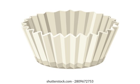 close up of white ridged cupcake liner with fluted edges perfect for baking and dessert decoration in commercial or home kitchens