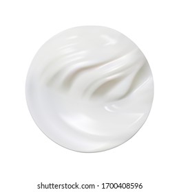 Close up of a white whipped cream on white background. Vector illustration.