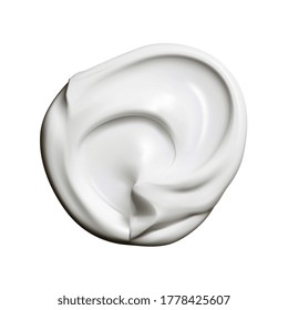 Close up of a white whipped cream on white background. Vector illustration.