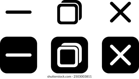 Close window, flat maximize minimize icon, vector symbol collection