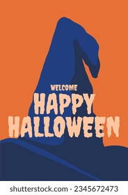 close up witch hat halloween poster illustration