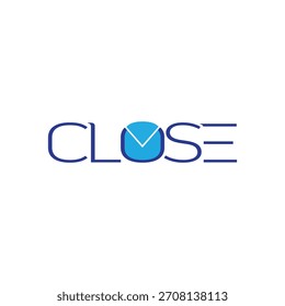 Close word logo t-shirt and sky color with blue color vector design file