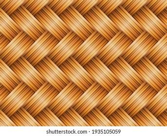 Close up woven bamboo pattern. Vector Illustration