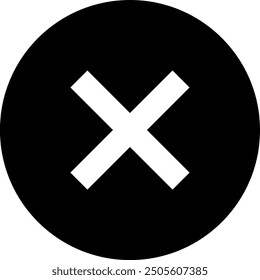 Close X vector flat icon in a black circle