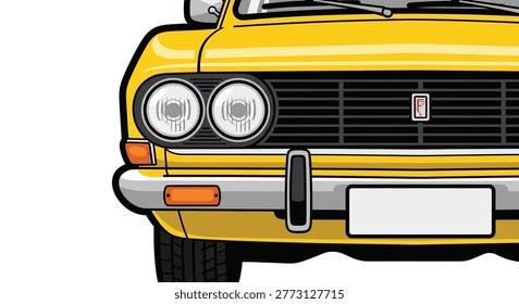 Close up of yellow car front