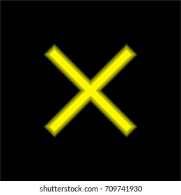 Close yellow glowing neon ui ux icon. Glowing sign logo vector