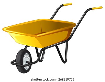 Close up yellow wheel barrow