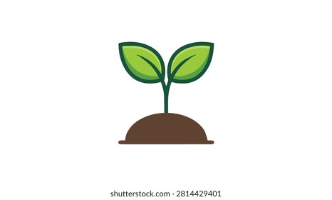 Close up of a young green seedling emerging from soil with bright leaves and natural background representing growth environment and sustainability