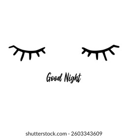 Close your eyesม, good night, Graphic design print t-shirts fashion, illustration, vector, posters, cards, stickers, mug
