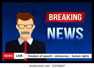 close your mouth with scotch tape from the young speaker. Breaking news. the concept of dictatorship and censorship. flat vector illustration