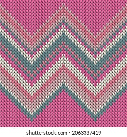 Close up zig zal lines christmas knit geometric seamless pattern. Ugly sweater knitwear fabric print. Scandinavian style seamless knitted pattern. Christmas spirit backdrop.