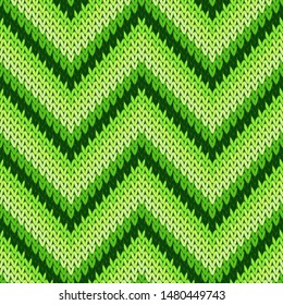 Close up zigzag chevron stripes knitted texture geometric vector seamless. Jumper hosiery textile print. Nordic style seamless knitted pattern. Abstract xmas wallpaper.