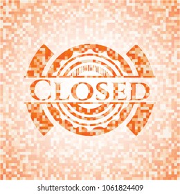  Closed abstract emblem, orange mosaic background