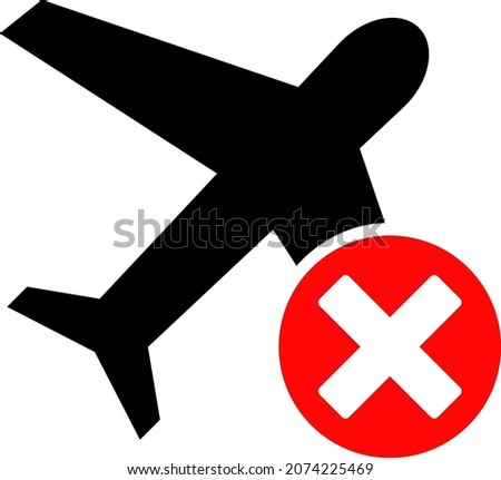 Closed airplane icon with flat style. Isolated vector closed airplane icon image on a white background.