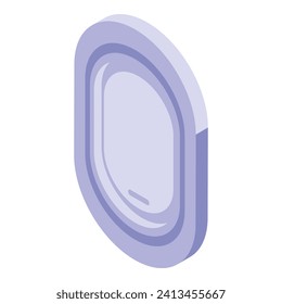 Closed airplane window icon isometric vector. Vacation travel. Cabin interior
