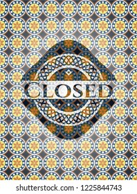 Closed arabesque emblem background. arabic decoration.
