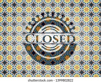 Closed arabesque style emblem. arabic decoration.