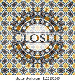 Closed arabic badge. Arabesque decoration.