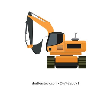 Closed arm excavator. Simple flat illustration