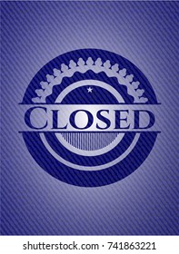 Closed badge with denim background