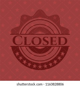 Closed badge with red background