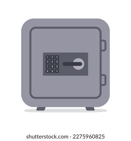 Closed bank safe front view. Vector.