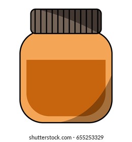 Closed bank. Vector illustration can with a ribbed lid. Transparent can with brown powder. 