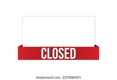 closed banner design. closed icon. Flat style vector illustration.