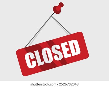 Closed banner pin store front placard illustration