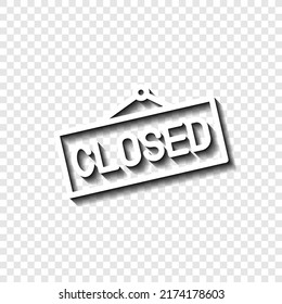 Closed banner simple icon, vector. Flat design. White with shadow on transparent grid.ai