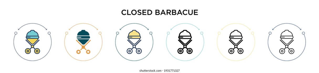 Closed barbacue icon in filled, thin line, outline and stroke style. Vector illustration of two colored and black closed barbacue vector icons designs can be used for mobile, ui, web