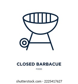 closed barbacue icon from food collection. Thin linear closed barbacue, food, love outline icon isolated on white background. Line vector closed barbacue sign, symbol for web and mobile