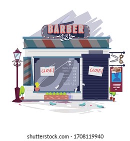 The Closed Barber Shop - Vector Illustration