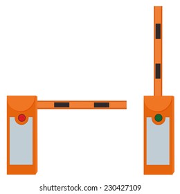 Closed barrier, opened barrier, road barrier, barrier vector