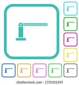 Closed barrier vivid colored flat icons in curved borders on white background