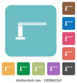Closed barrier white flat icons on color rounded square backgrounds