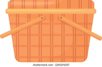 Cesta cerrada con dos asideros. Icono decorativo de dibujos animados aislado en fondo blanco