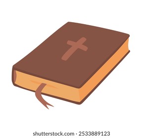 Biblia cerrada. Símbolo de Vector de la Sagrada Escritura para los cristianos en estilo de dibujos animados. Texto religioso que contiene historias y profecías para católicos y ortodoxos. Antiguos y Nuevos Testamentos en estilo plano.