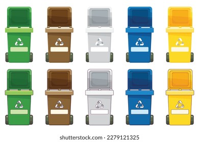 closed bins for separate waste collection in different colors