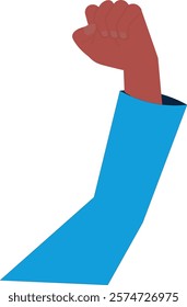 Closed black hands, illustration in up position, fighting position