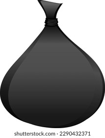 Closed Black Refuse Trash Bag Garbage Junk Waste Bin Plastic Rubbish Object Flat Design