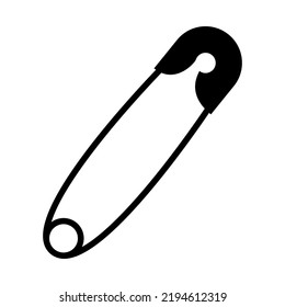 Closed black safety pin. Vector illustration 