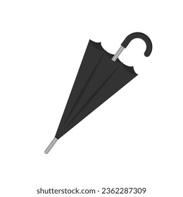 Closed black umbrella vector illustration on white background