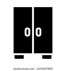 Closed black wardrobe icon. Concept of storage, organization, and furniture.